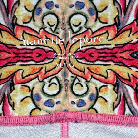 SET Of Nanette Lepore Neon Pink Paisley Cropped Leggings & Bra Sz XL - Picture 12 of 16